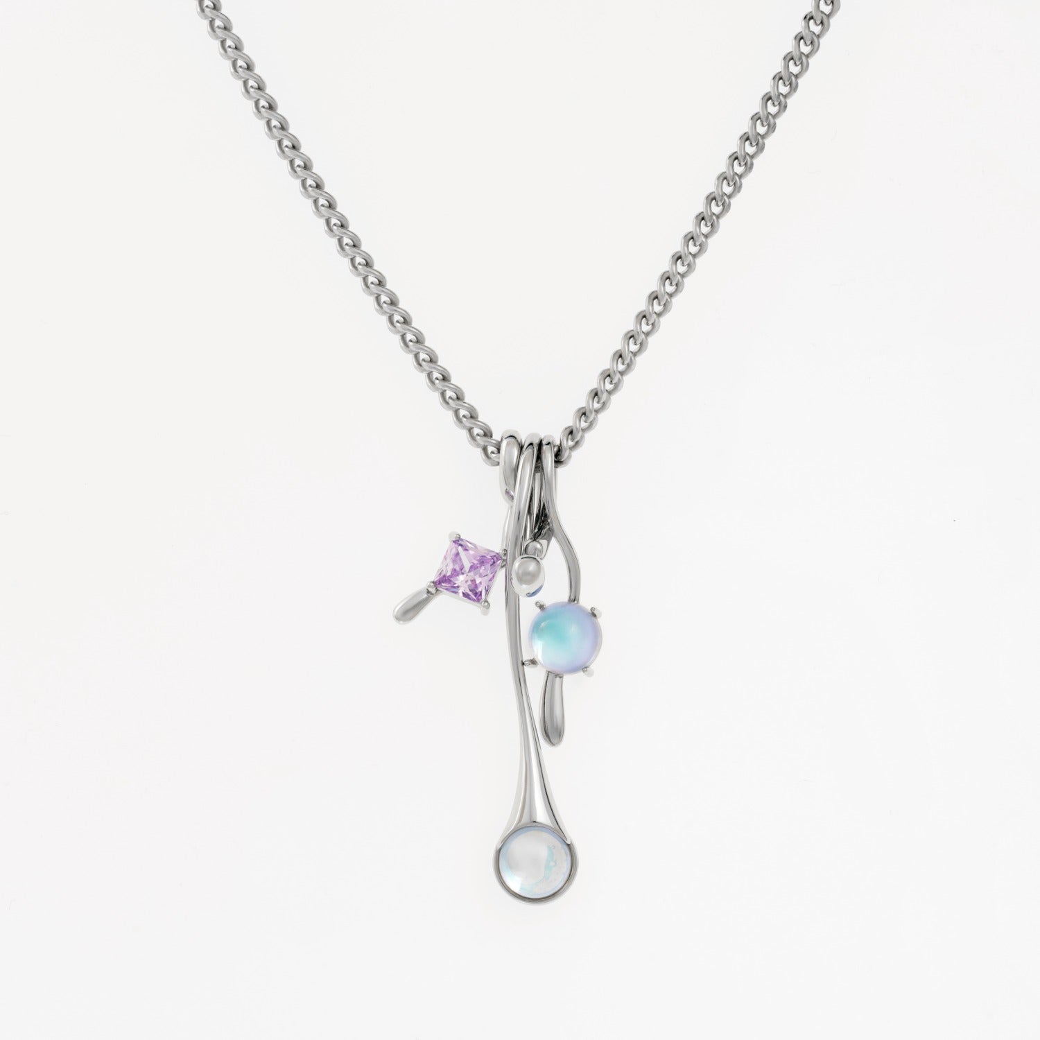 Moonstone Triple Pendant Necklace