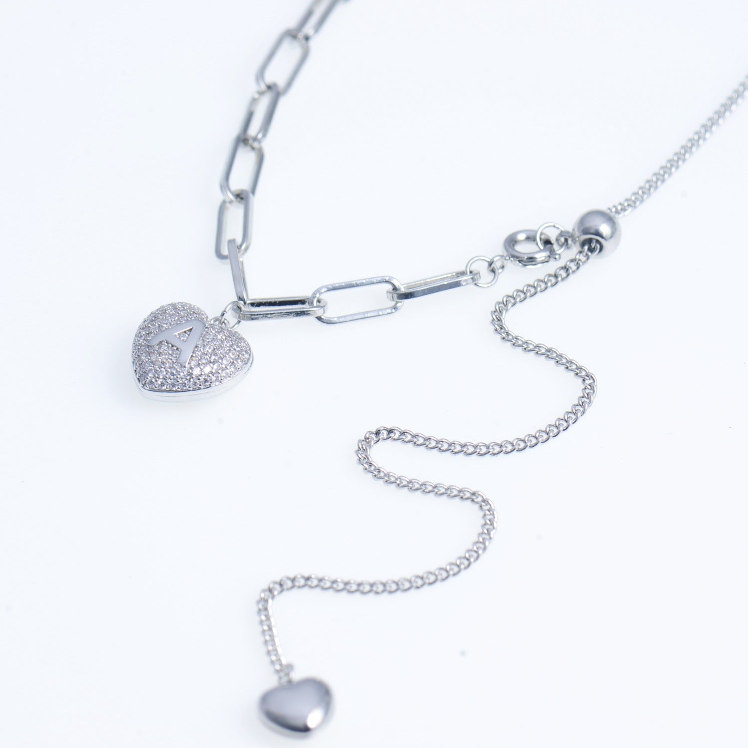 Heart Pendant Necklace Gold Plated CZ inlaid