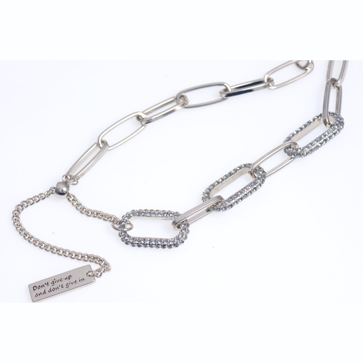 Gradient link chain zircon tassel necklace