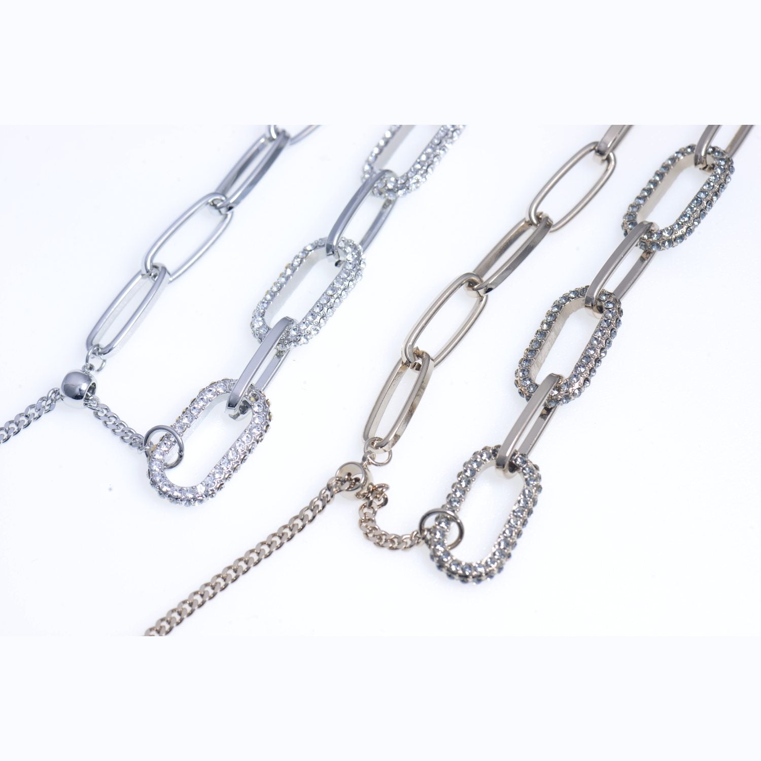 Gradient link chain zircon tassel necklace