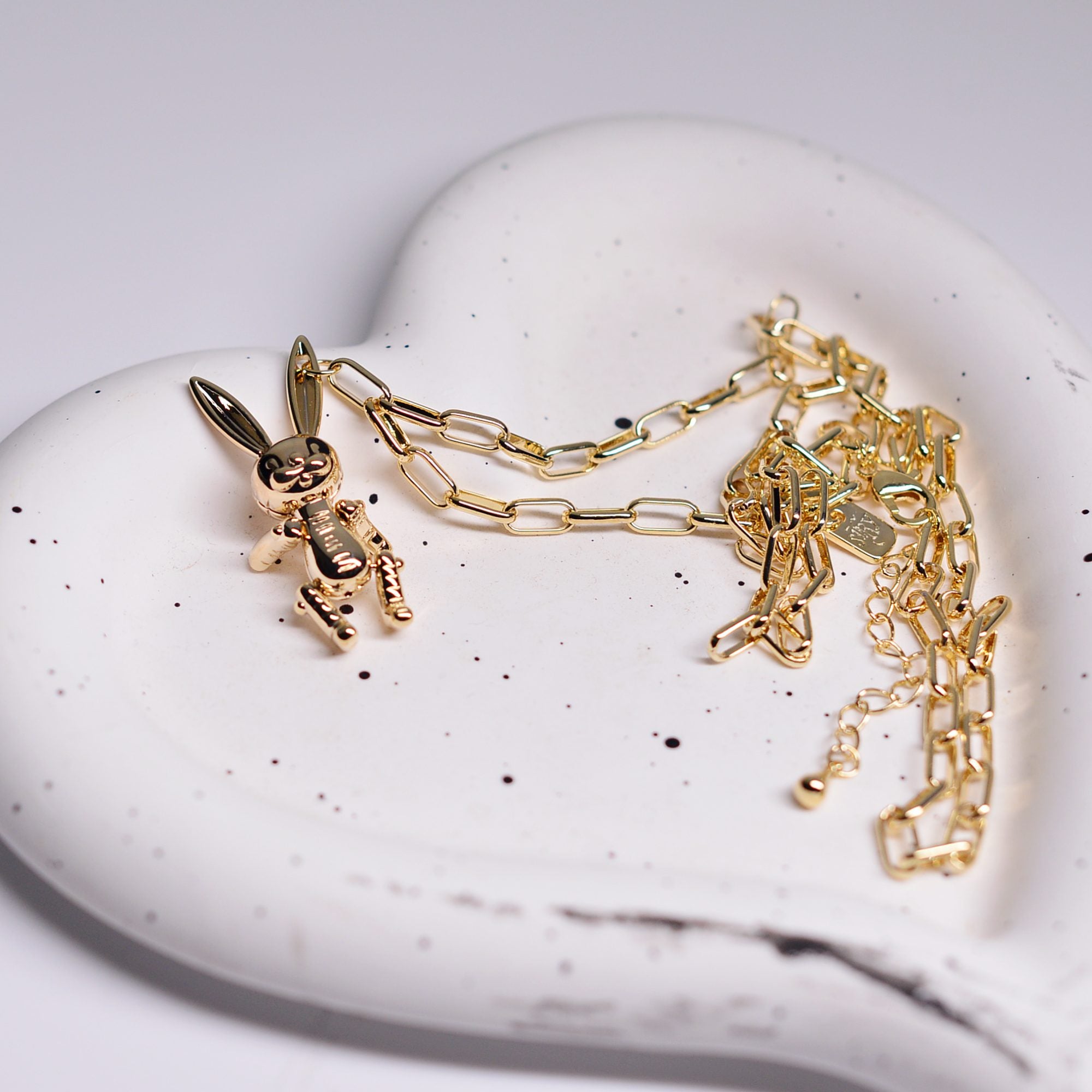 Playful bunny pendant necklace