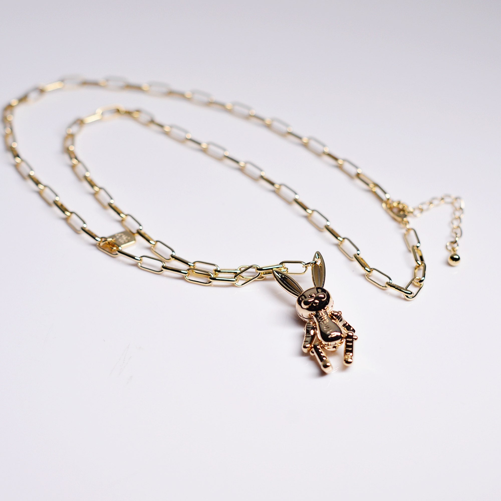 Playful bunny pendant necklace
