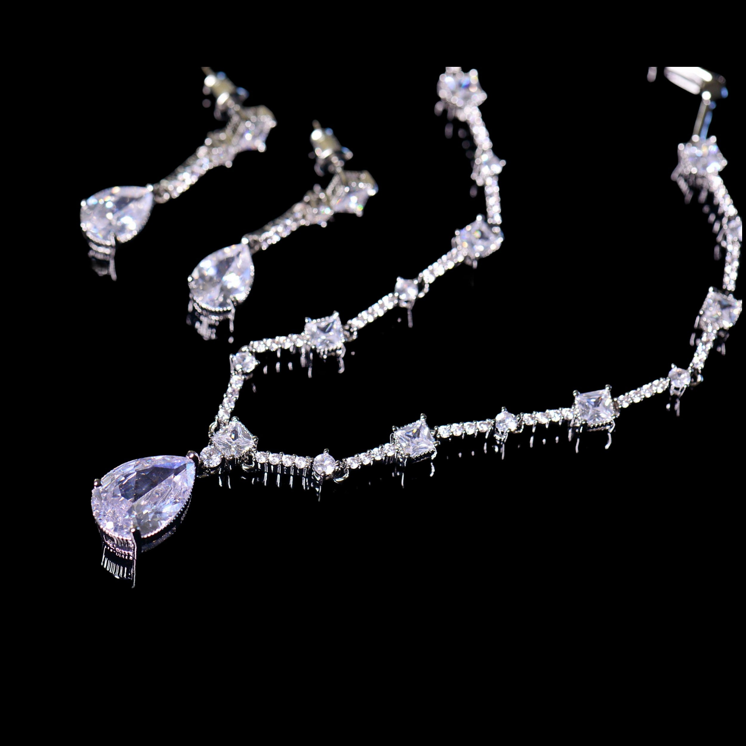 Timeless Elegance-bridal necklace earrings set