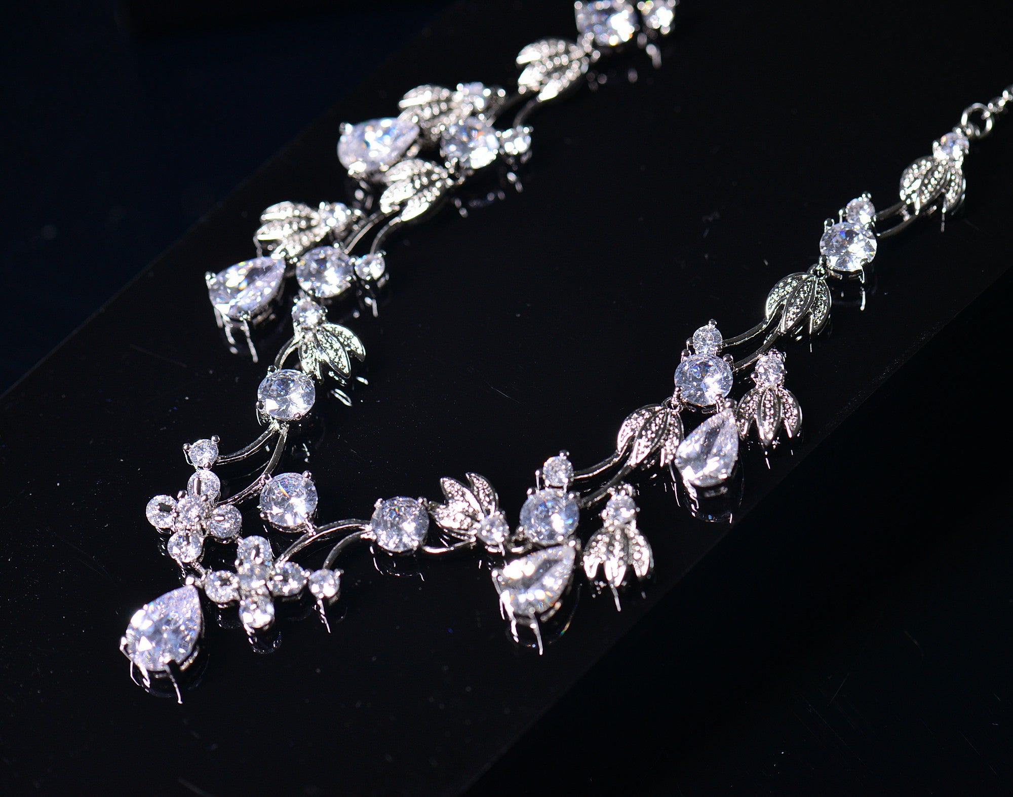 Enchanted Forest Blossom-bridal necklace earrings set