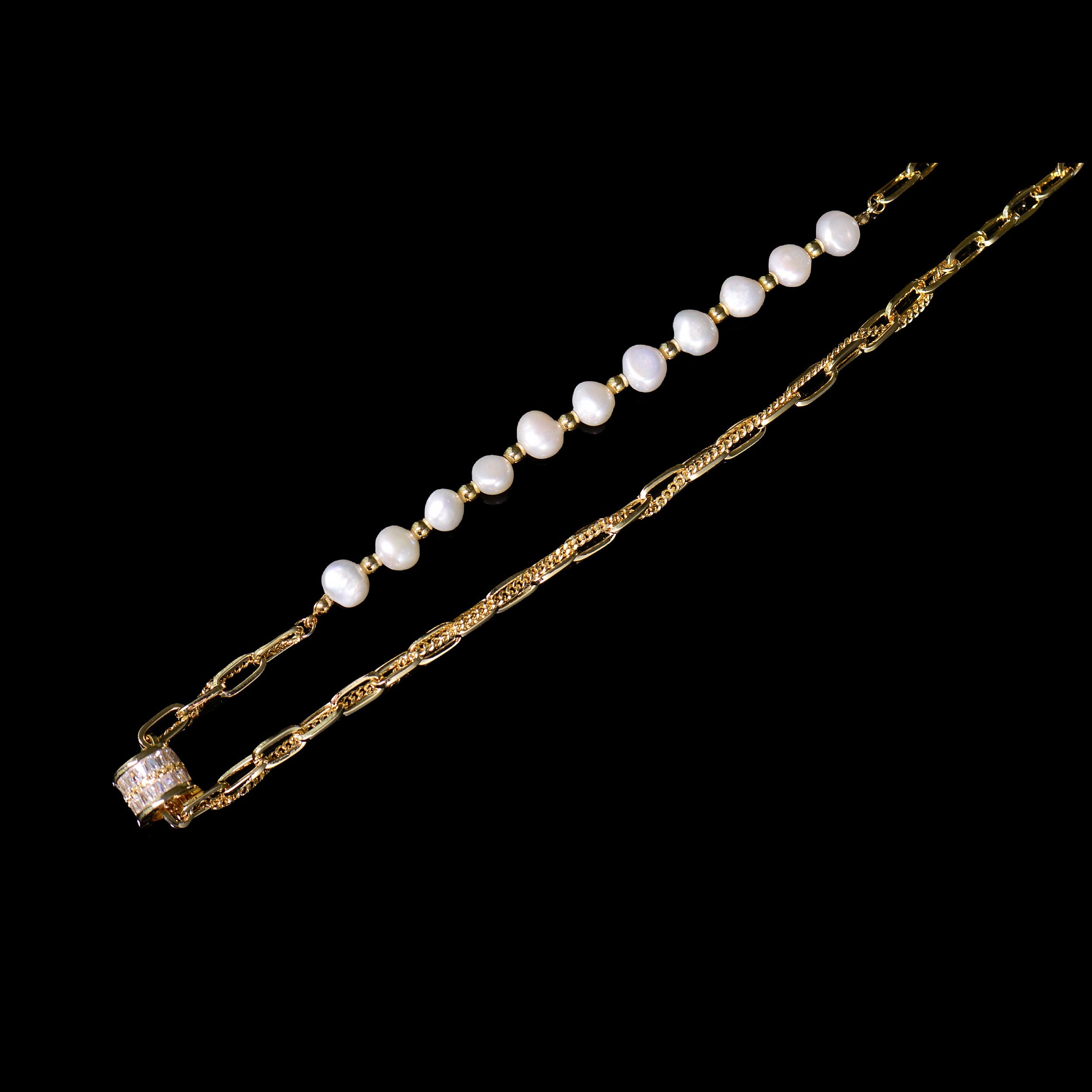 Elegant Freshwater Pearl Link Chain Necklace
