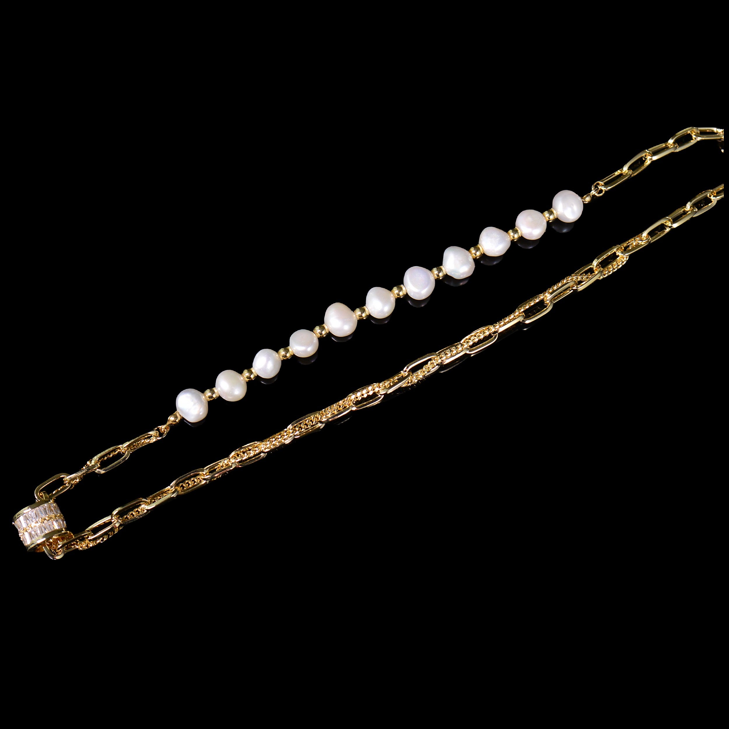 Elegant Freshwater Pearl Link Chain Necklace