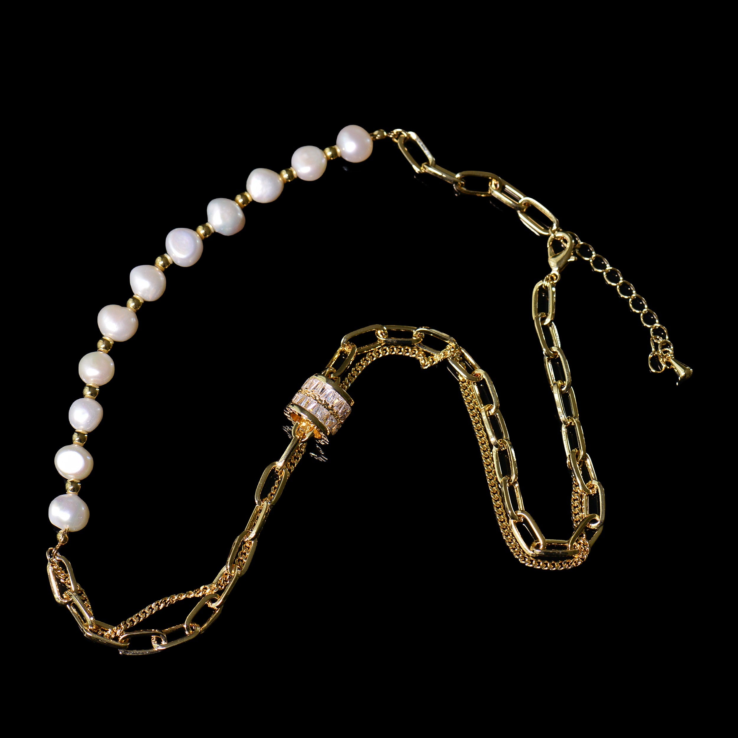 Elegant Freshwater Pearl Link Chain Necklace