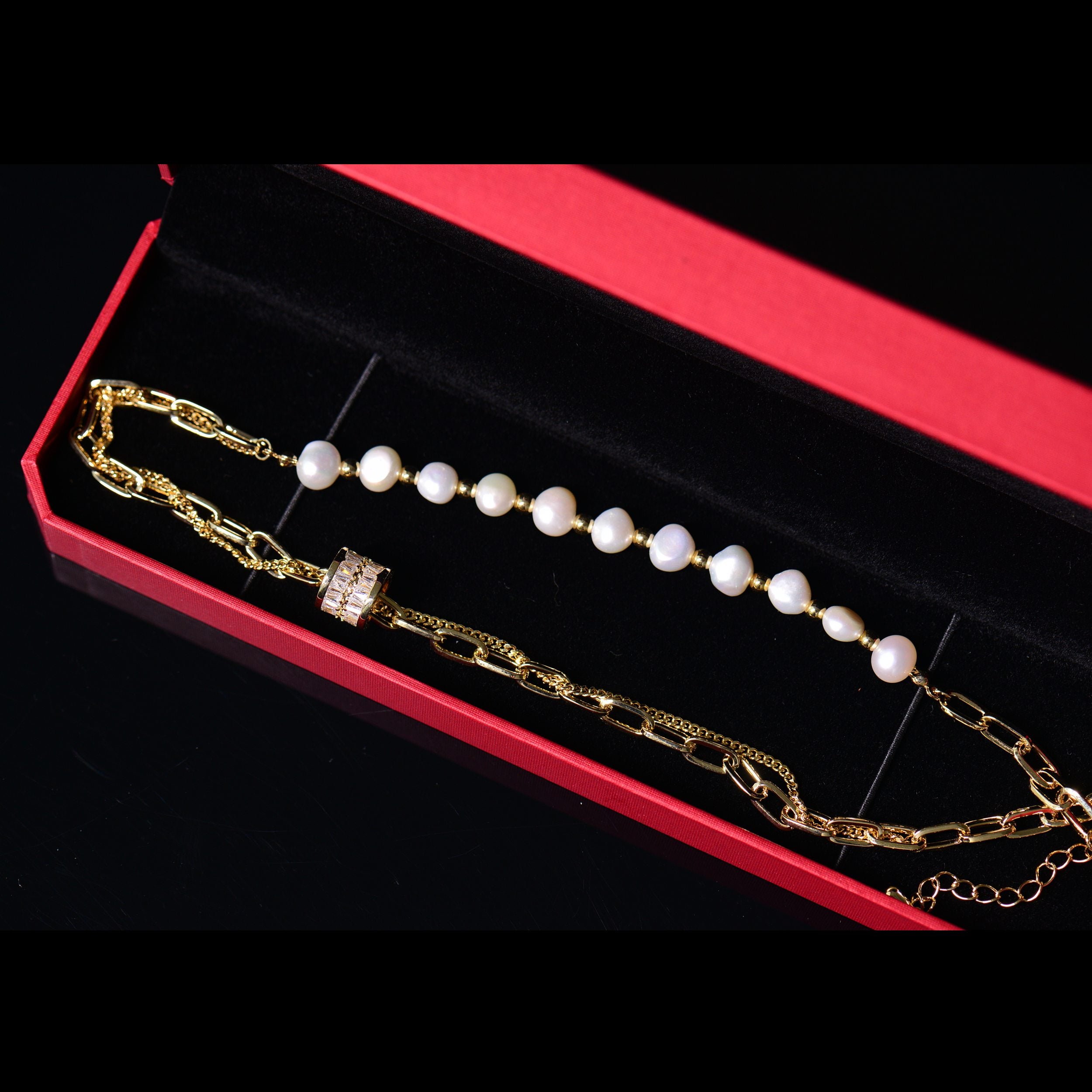 Elegant Freshwater Pearl Link Chain Necklace