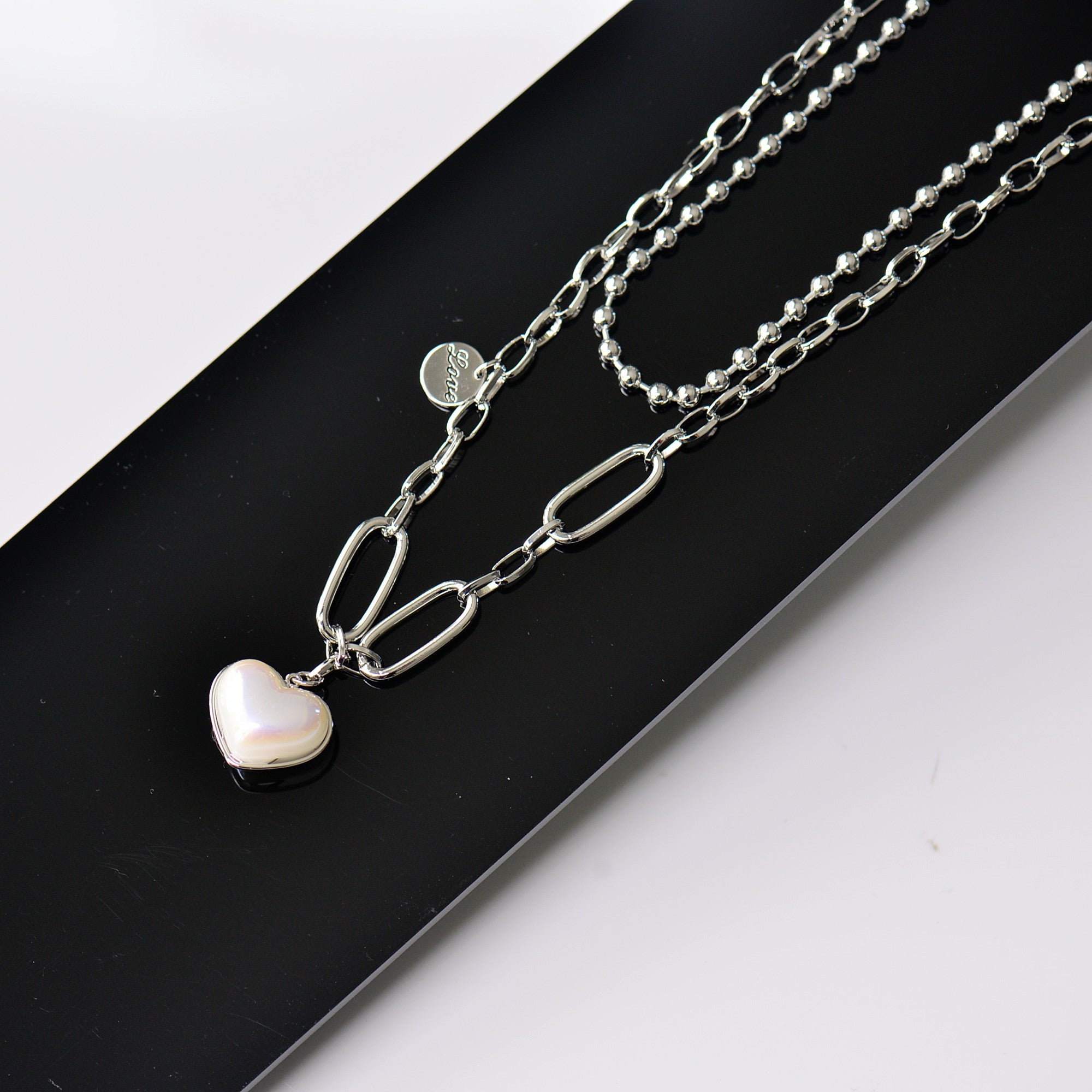 Heart Pendant Double Necklace