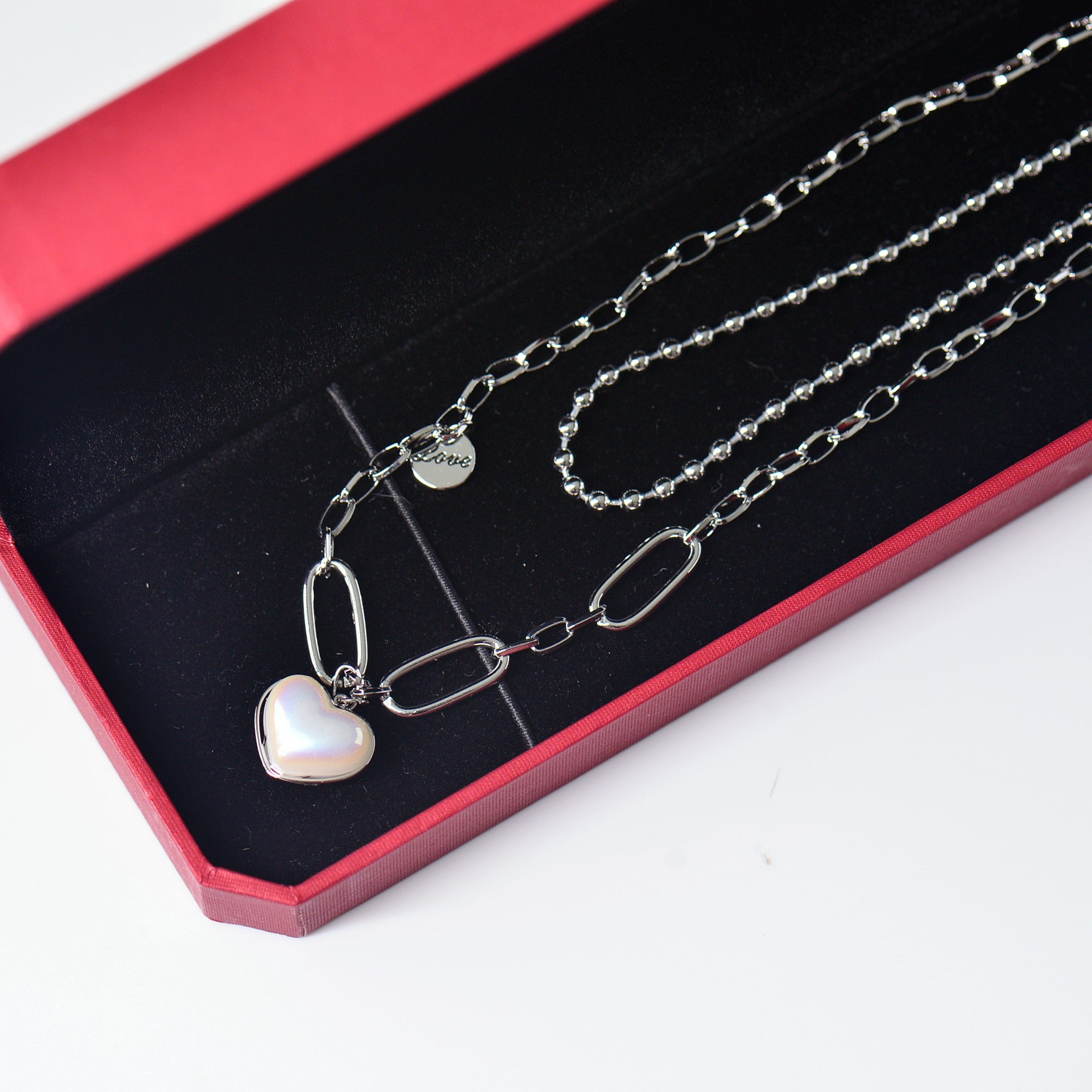 Heart Pendant Double Necklace