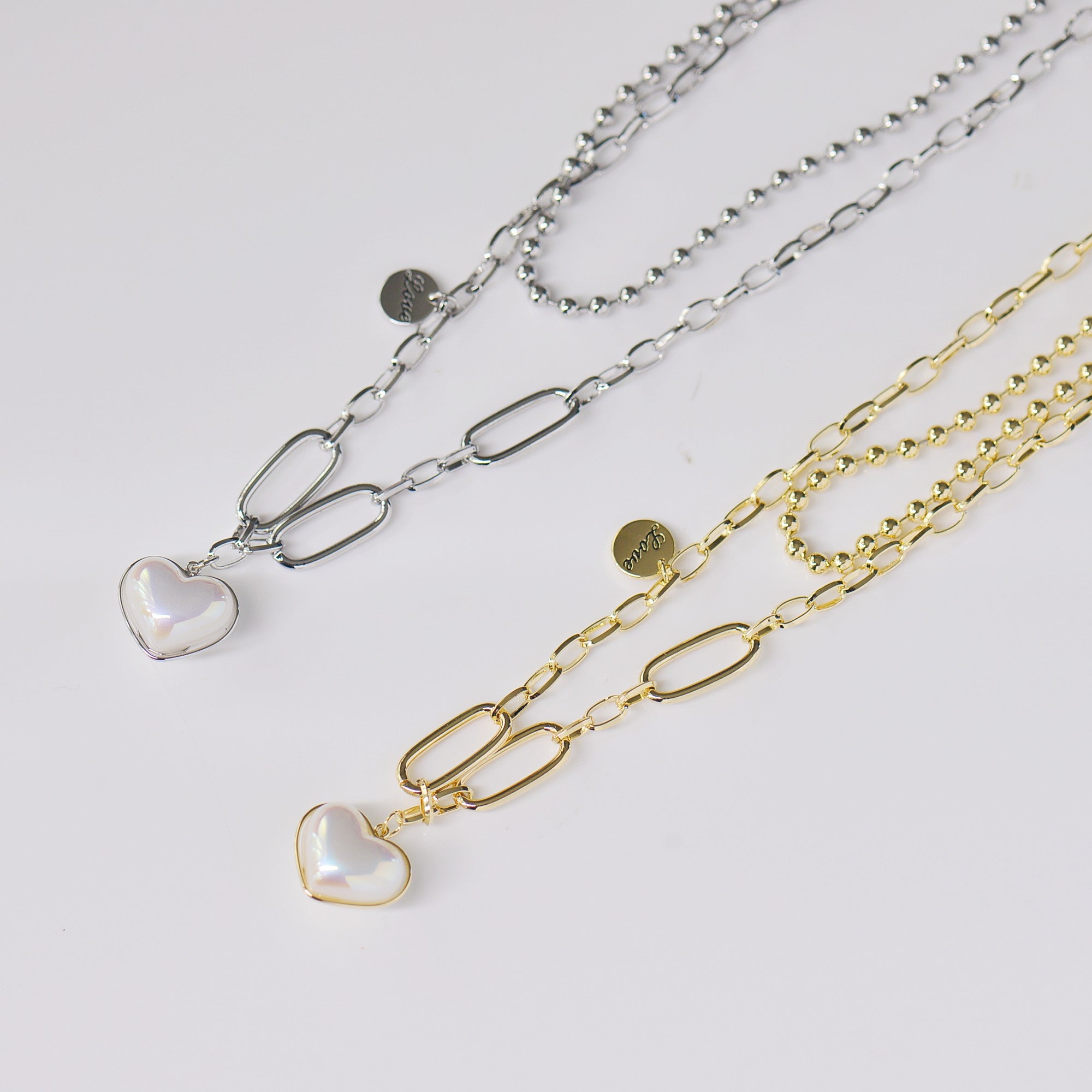 Heart Pendant Double Necklace