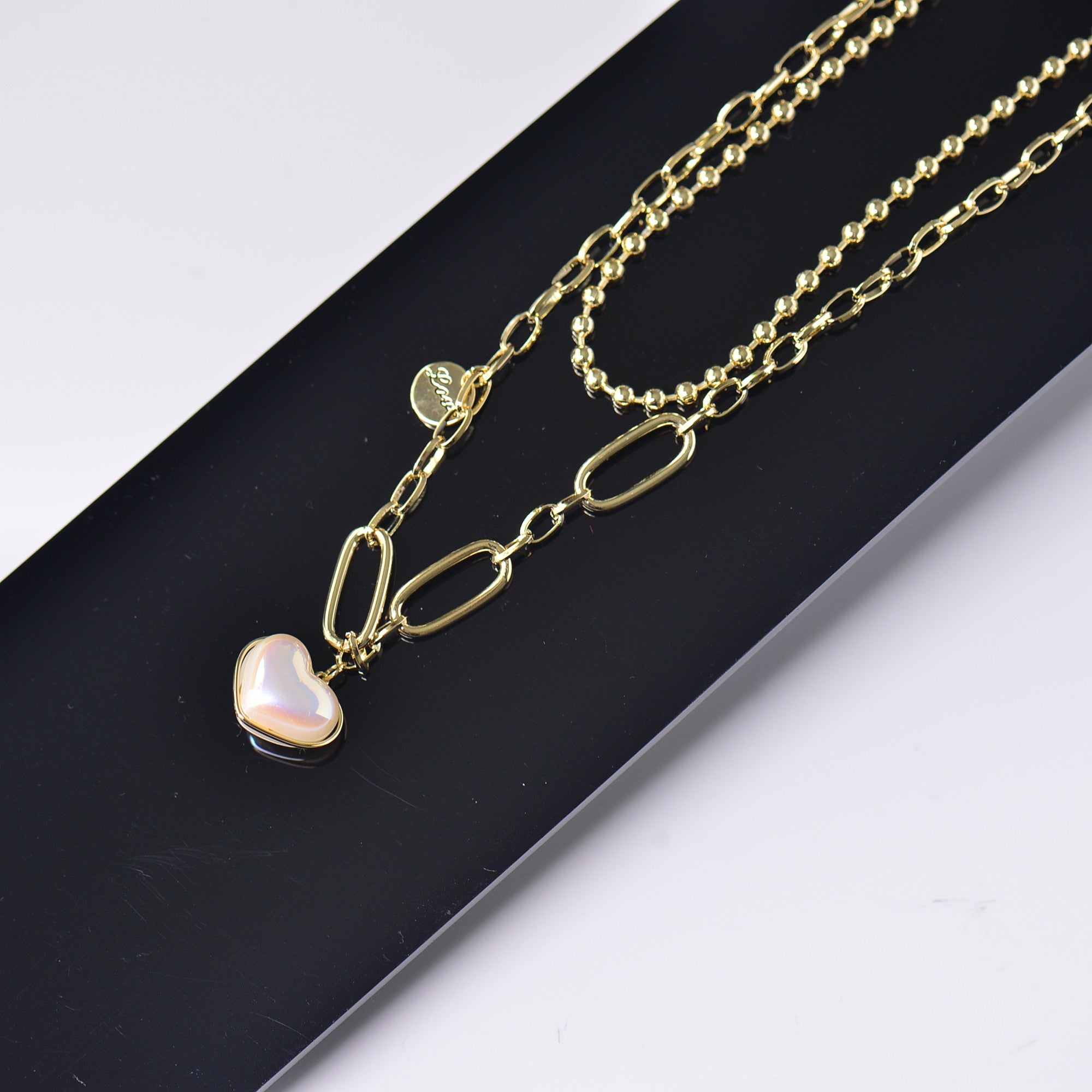 Heart Pendant Double Necklace