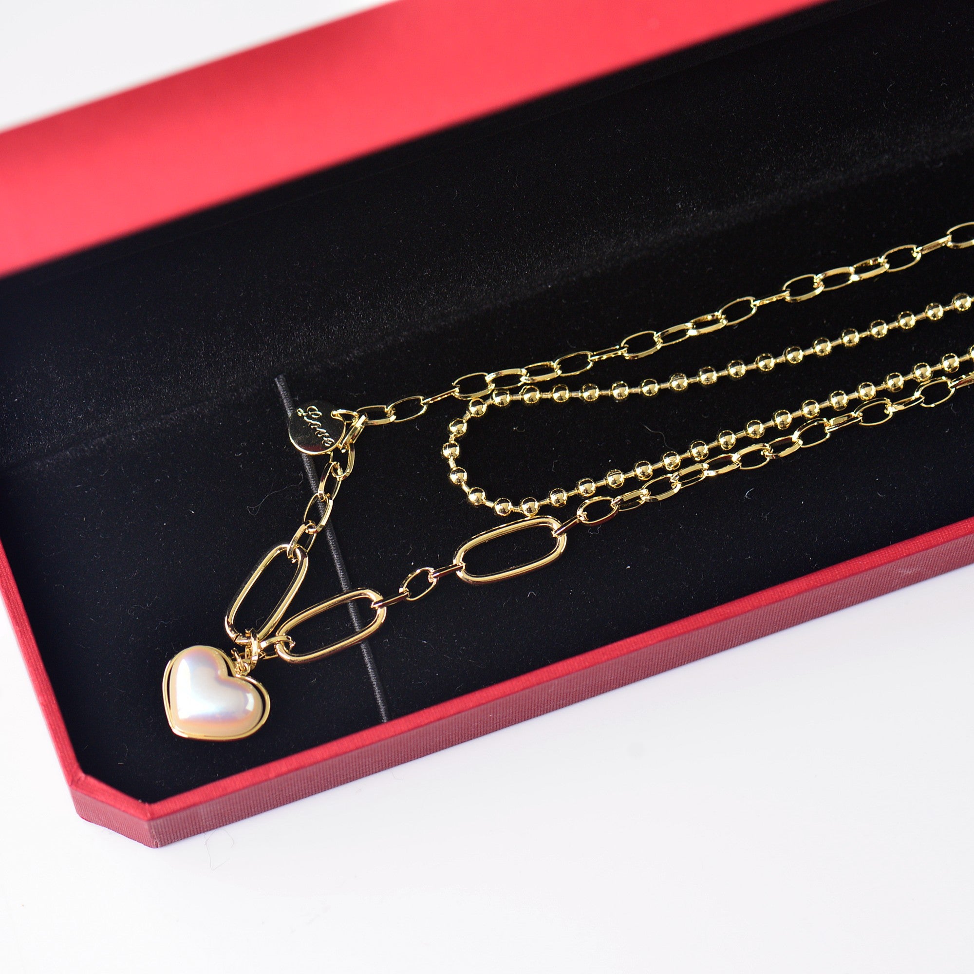 Heart Pendant Double Necklace