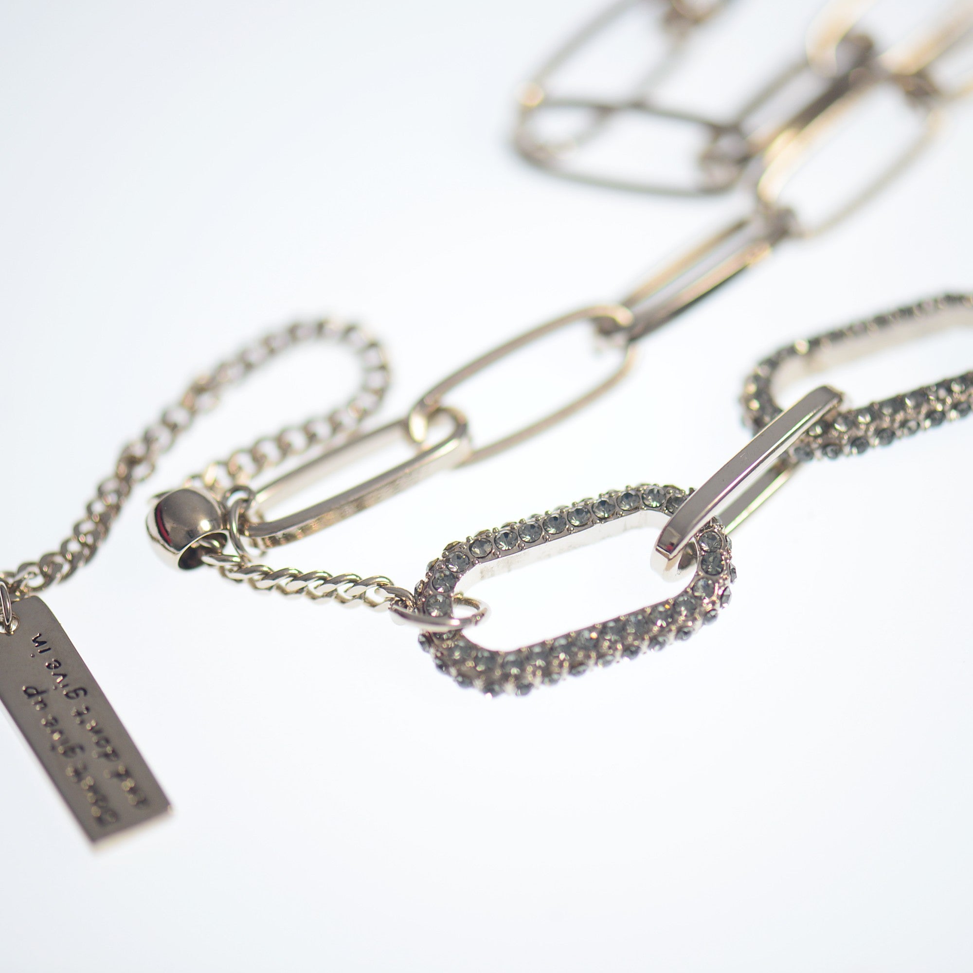 Gradient link chain zircon tassel necklace