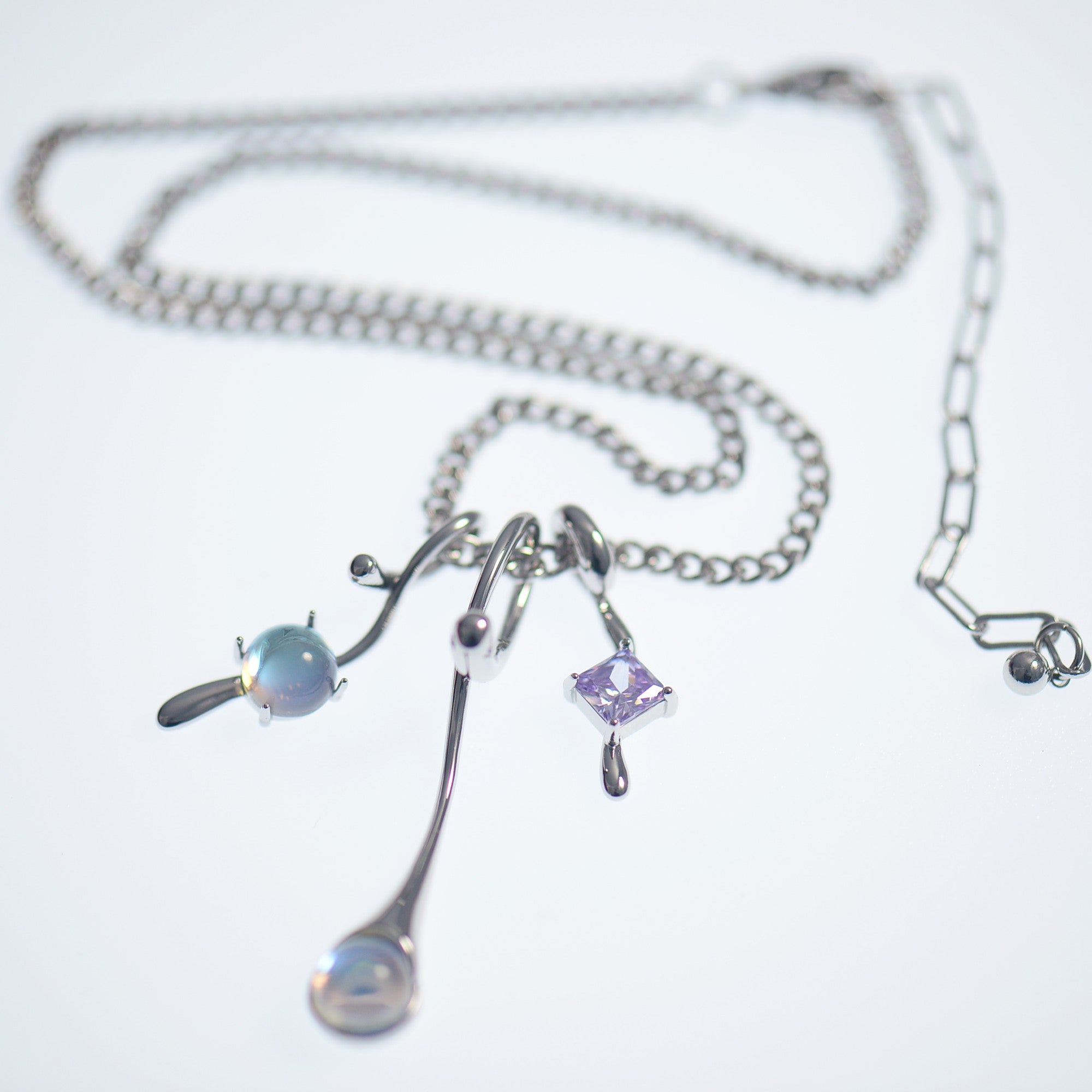Moonstone Triple Pendant Necklace