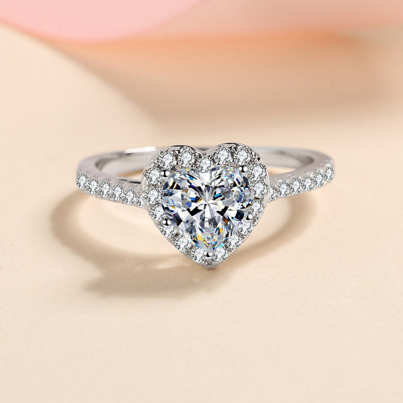 Moissanite Diamond Engagement Ring Heart