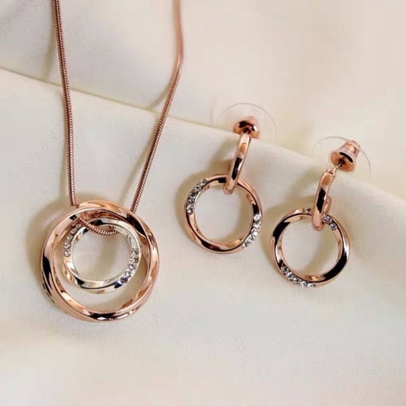 Double loop Matching Necklace and Earrings Set