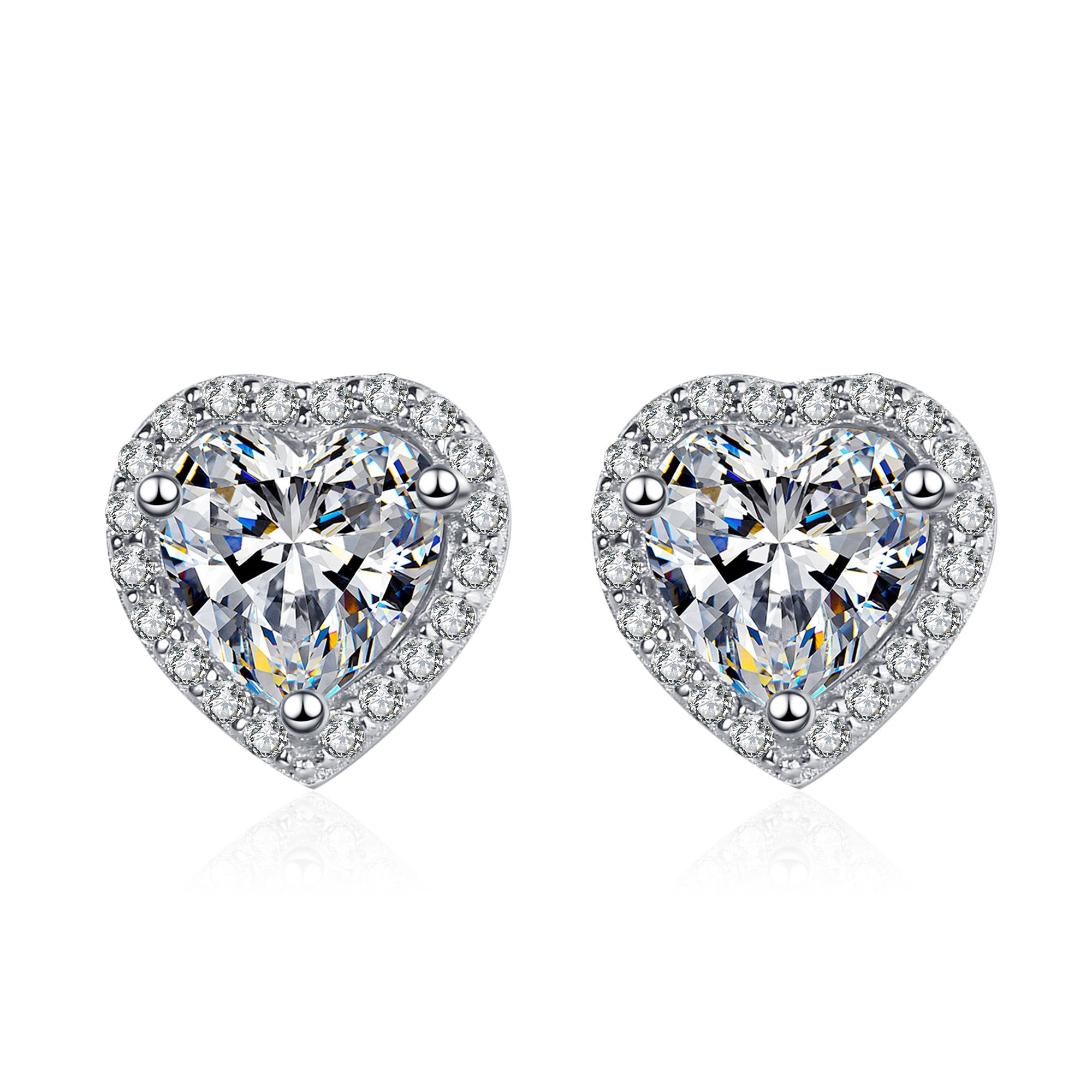 Moissanite Diamond Heart Stud 2CT