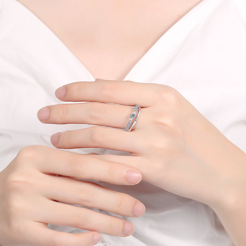 Moissanite Diamond Double hoop ring