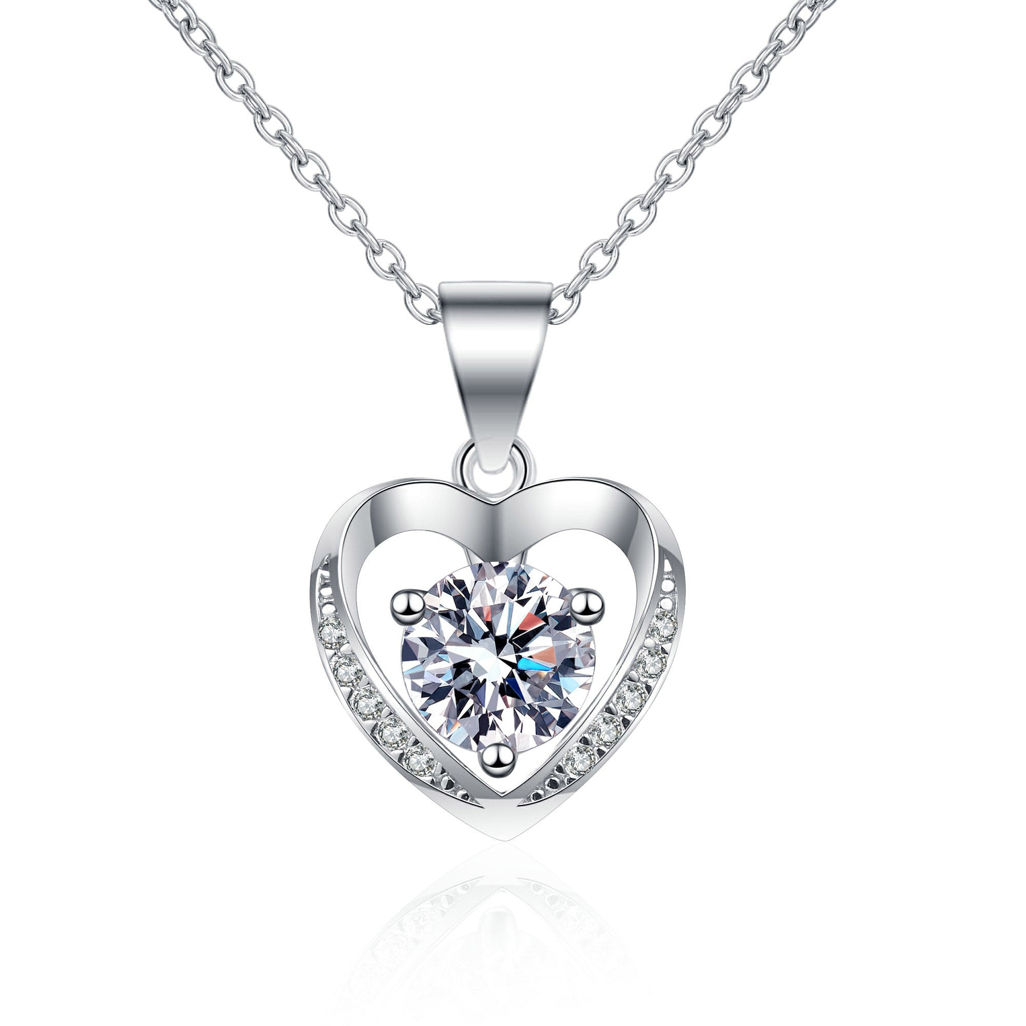 Moissanite diamond Heart Pendant Necklace