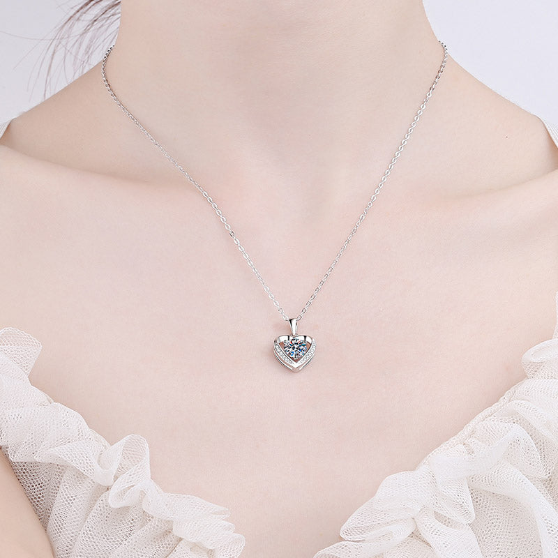 Moissanite diamond Heart Pendant Necklace