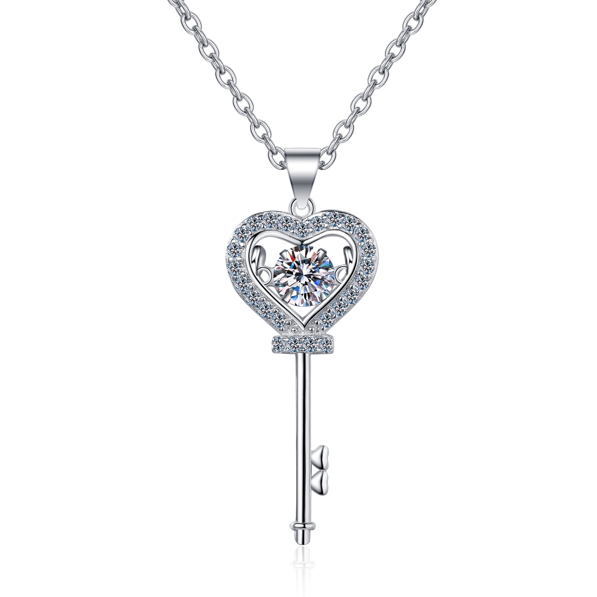 Moissanite diamond Key Pendant Necklace