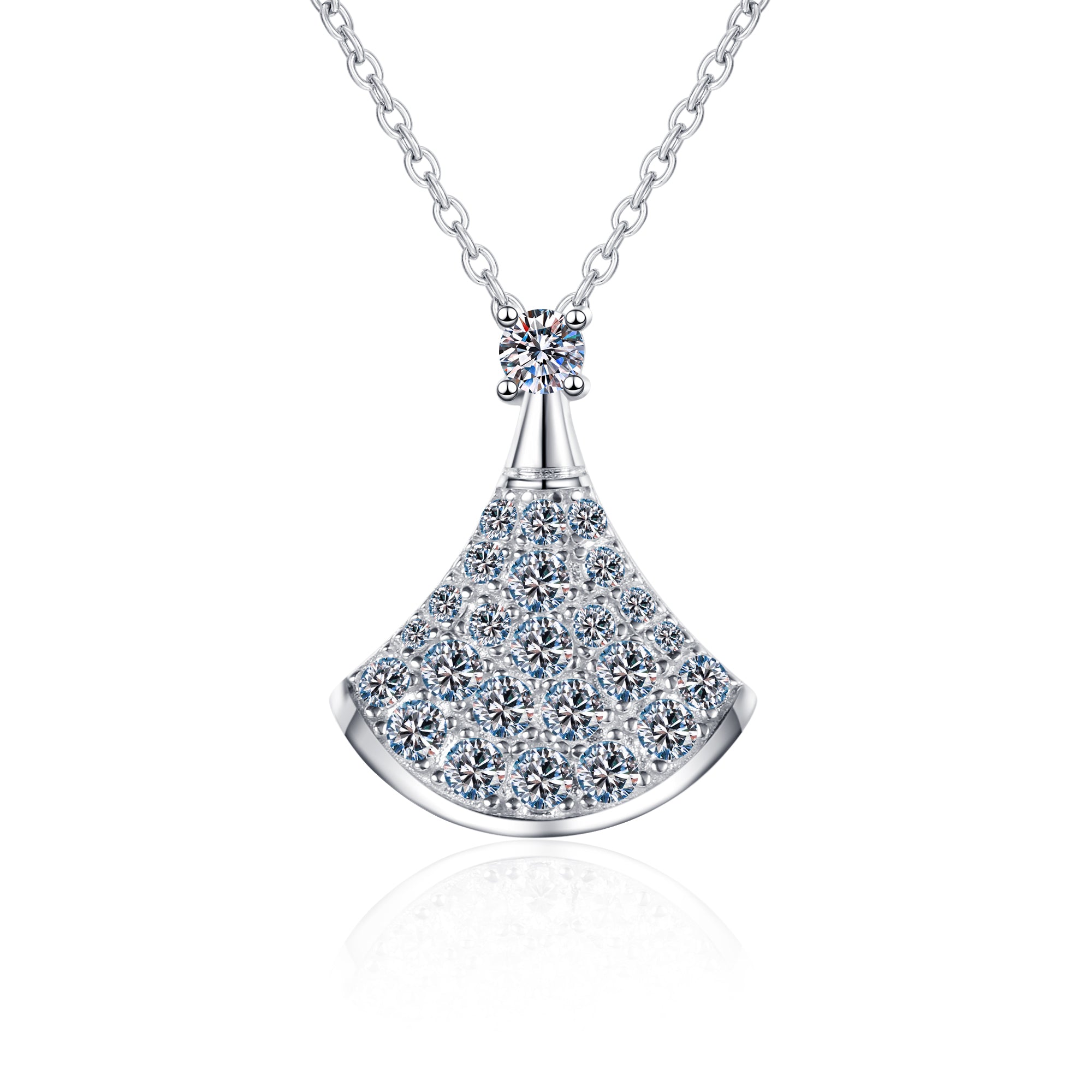 Moissanite Diamond fan necklace
