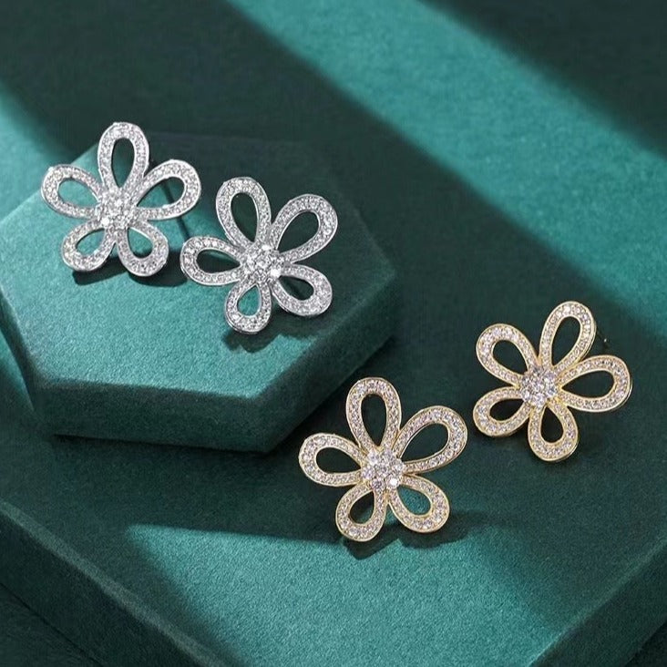 Floral Cubic Zirconia Stud Earrings