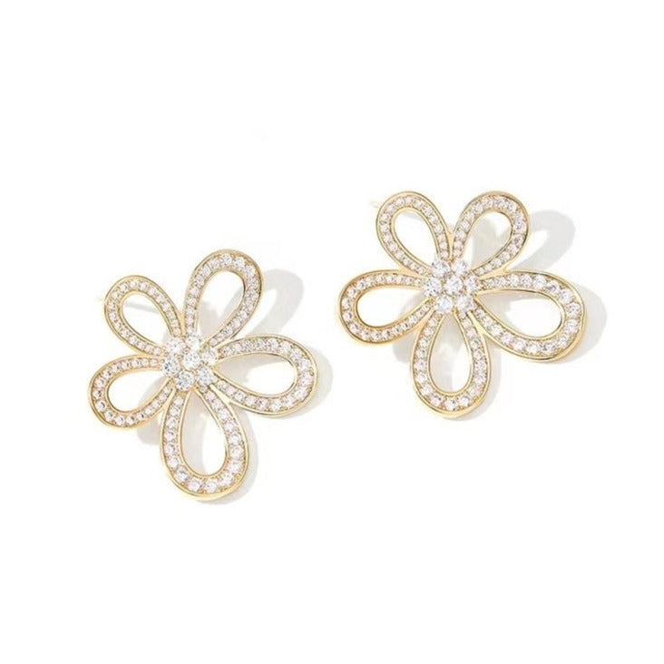 Floral Cubic Zirconia Stud Earrings