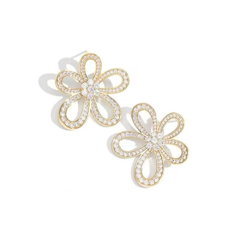 Floral Cubic Zirconia Stud Earrings