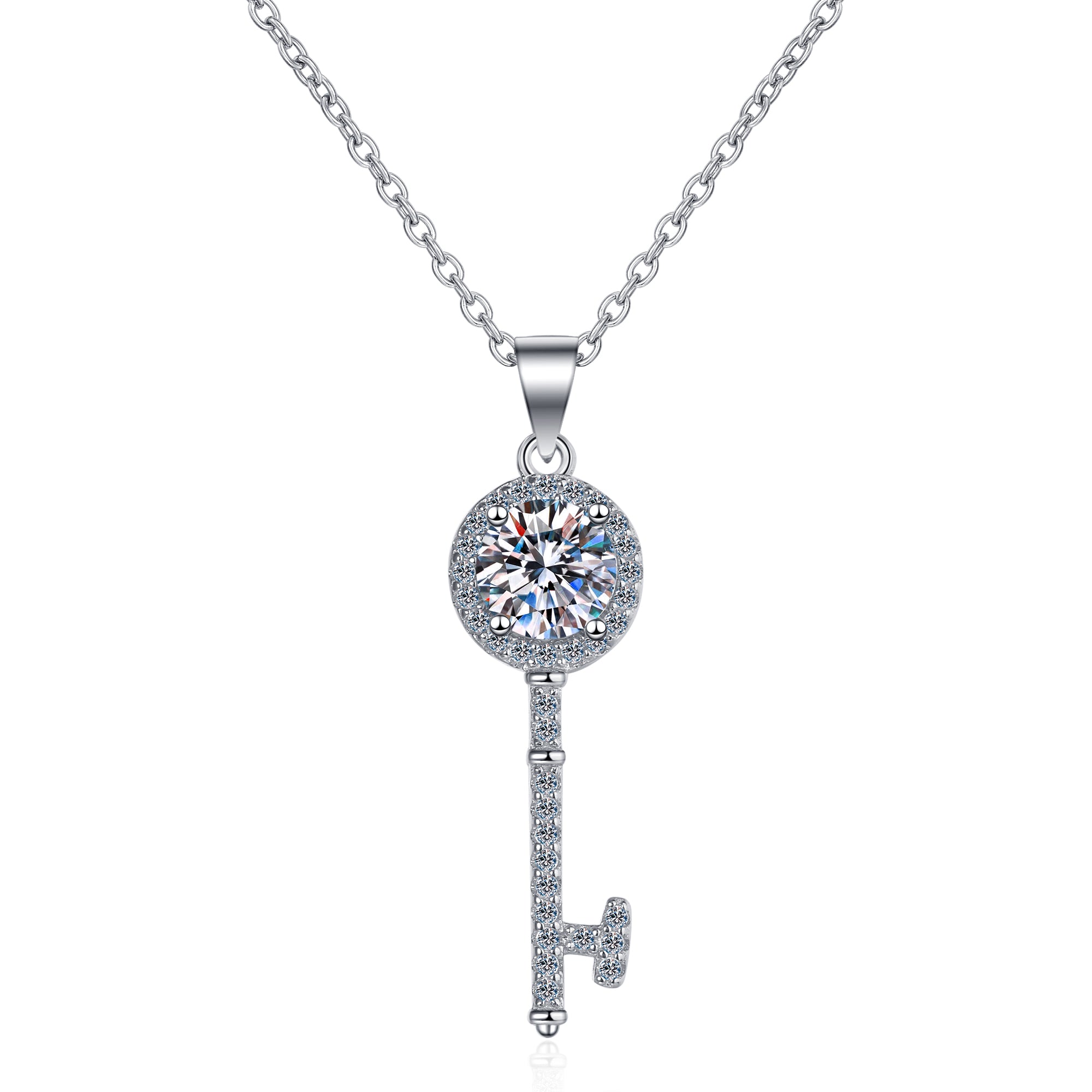 Moissanite diamond Key Pendant Necklace