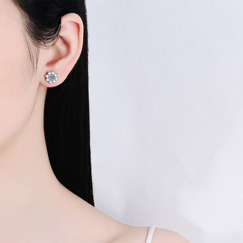 Moissanite Diamond Snowflake Stud