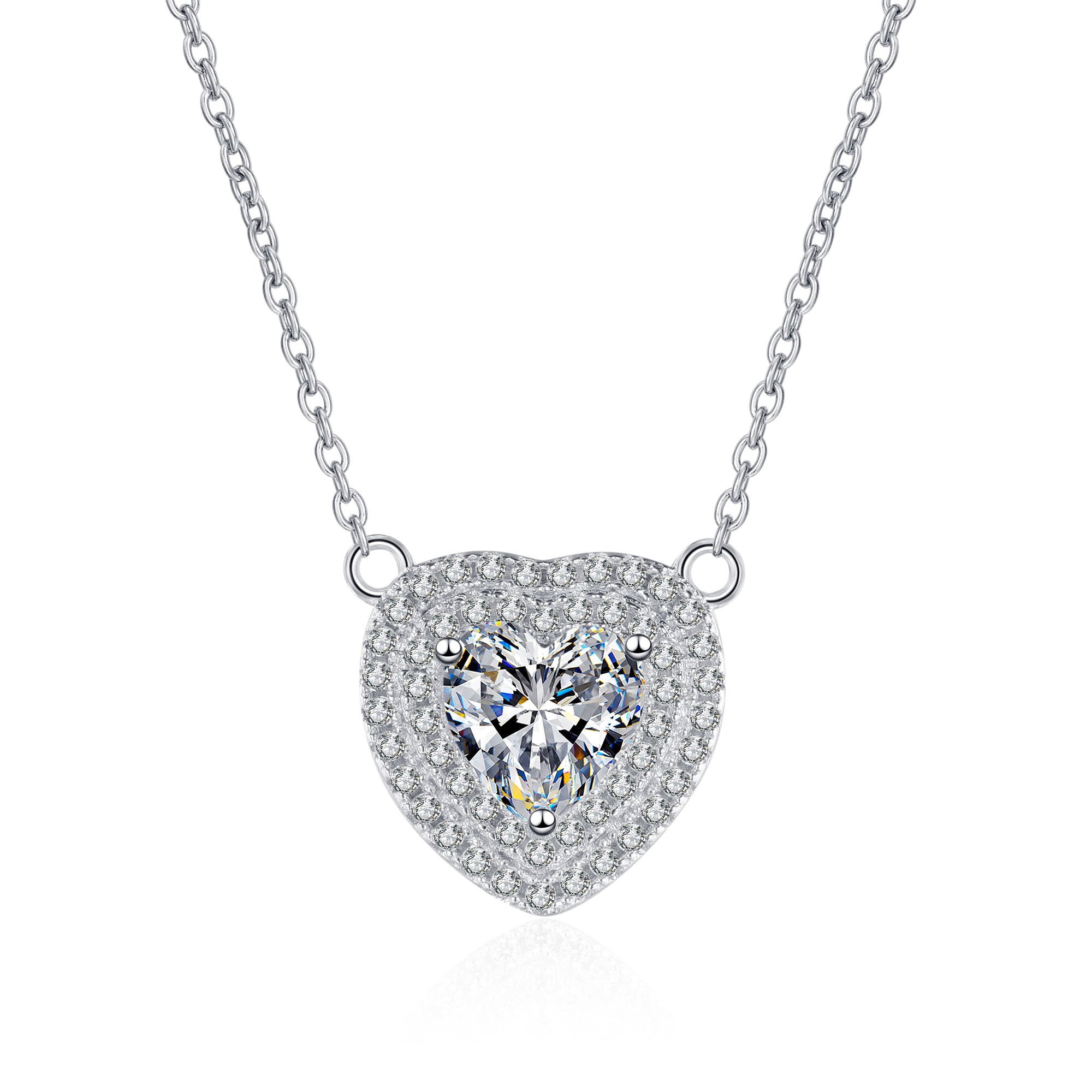 Moissanite diamond Heart pendant necklace 1.0CT