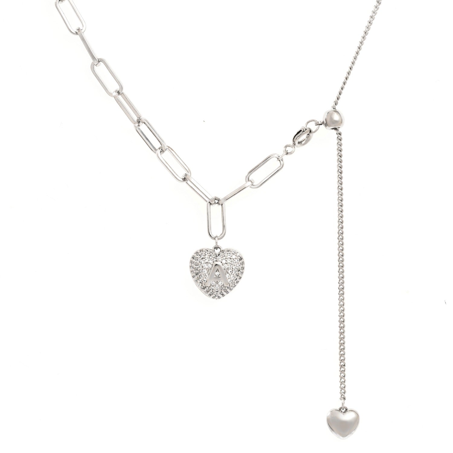 Heart Pendant Necklace Gold Plated CZ inlaid