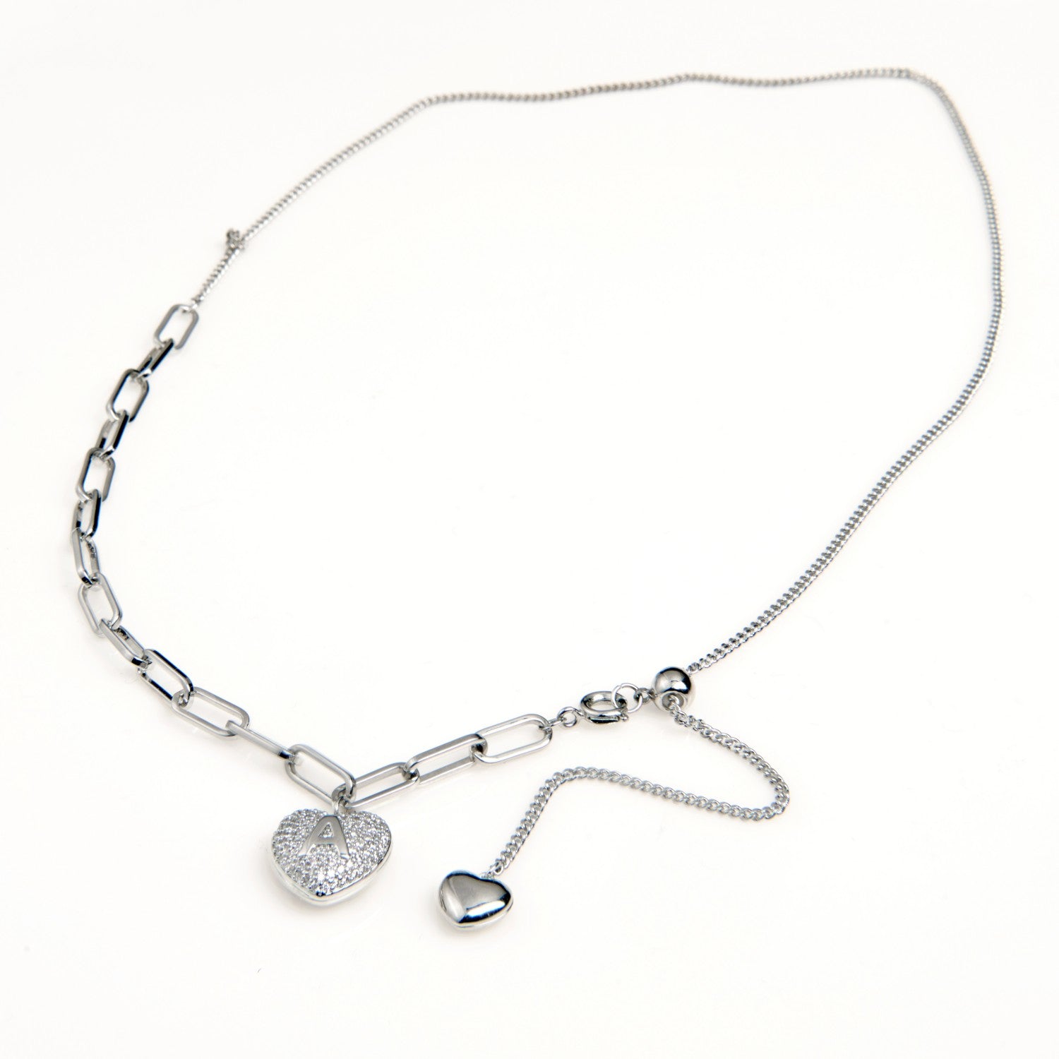Heart Pendant Necklace Gold Plated CZ inlaid