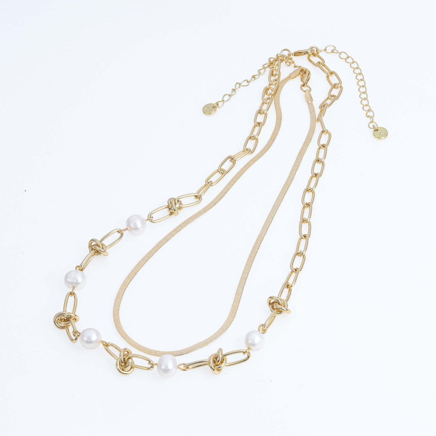 Natural pearl double necklace