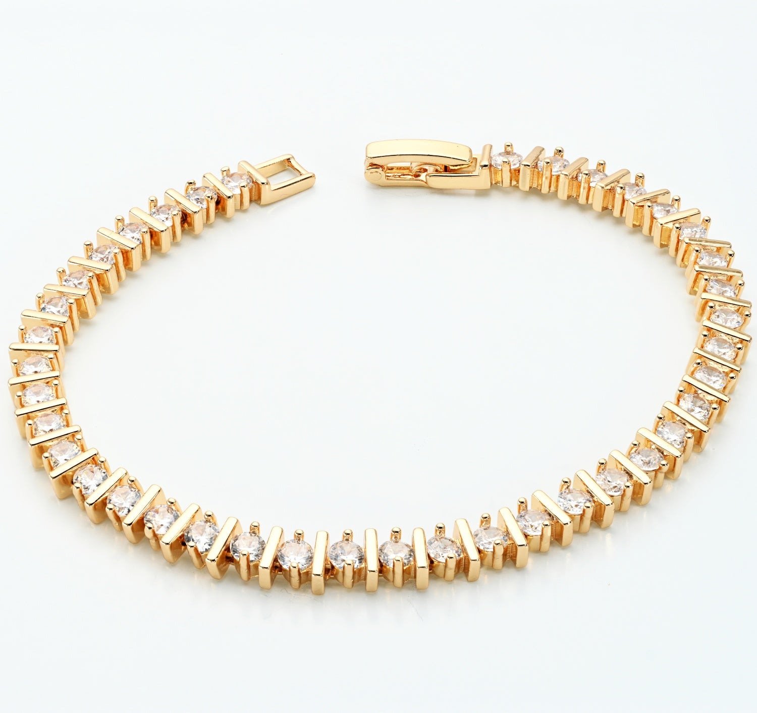 Tennis Band Bracelet Gold plated Cubic Zirconia