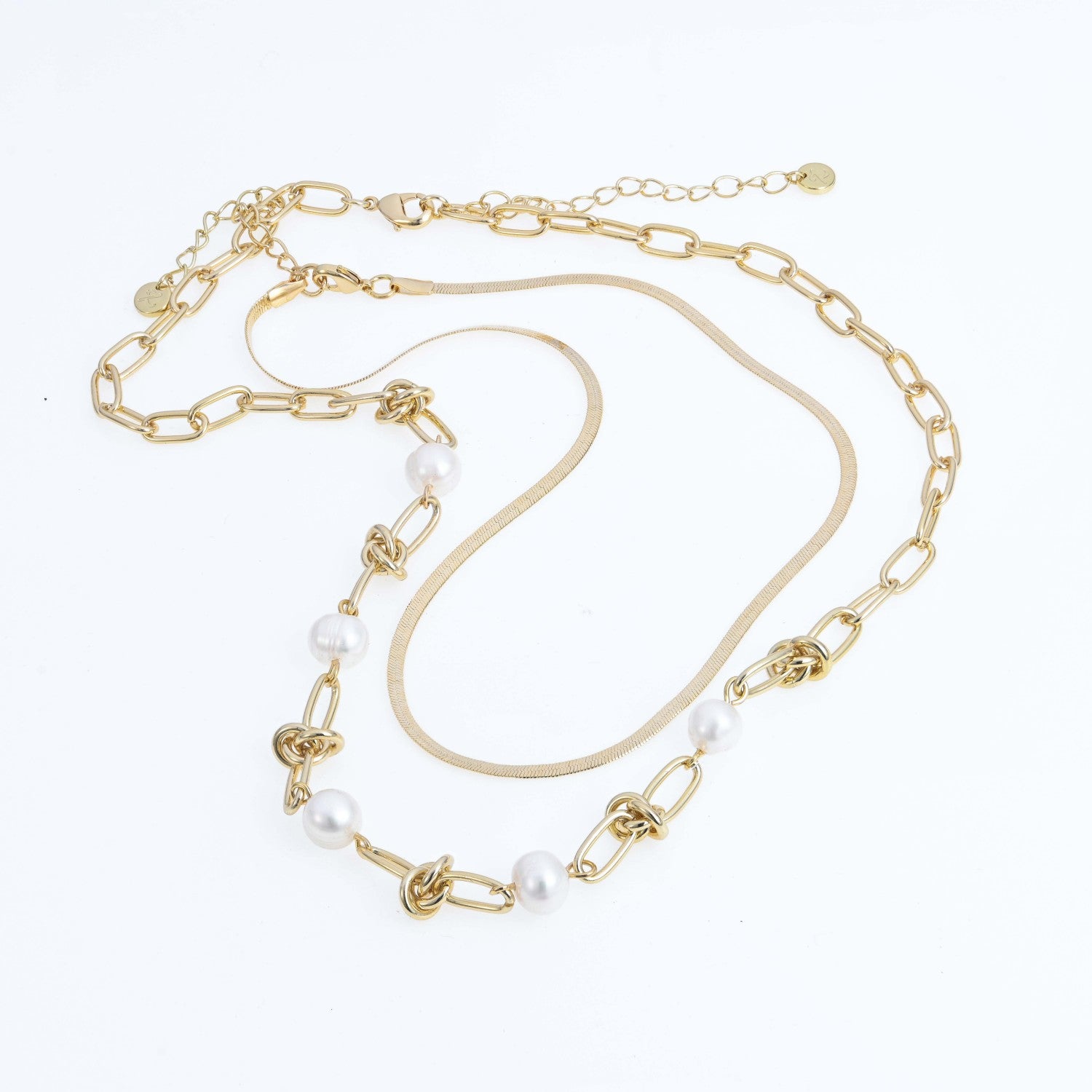 Natural pearl double necklace