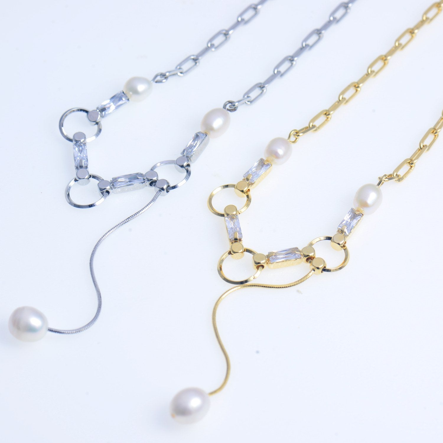 Elegant pearl&CZ Necklace