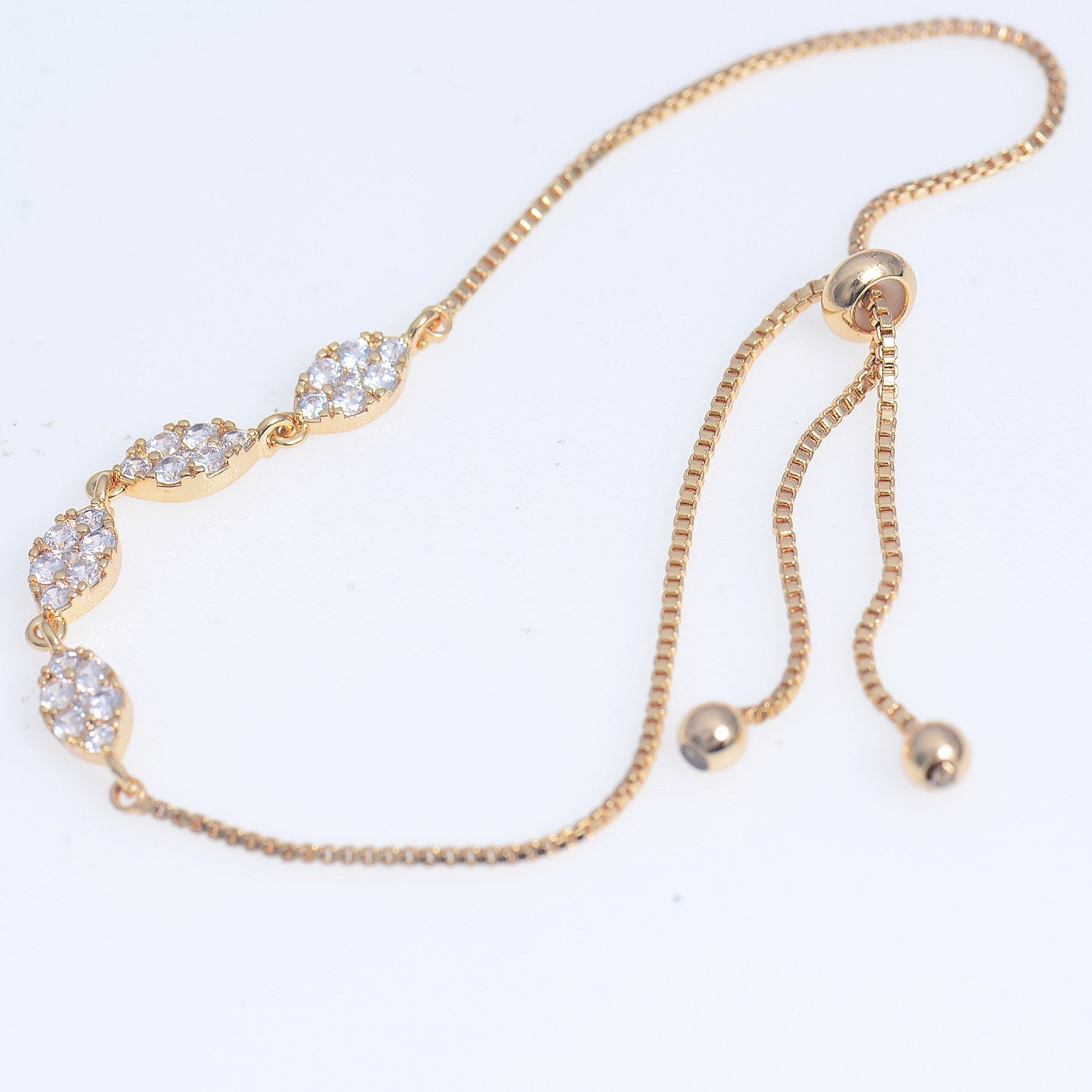 Gold Plated Bracelet with Zirconia Inlay Quick-Fit