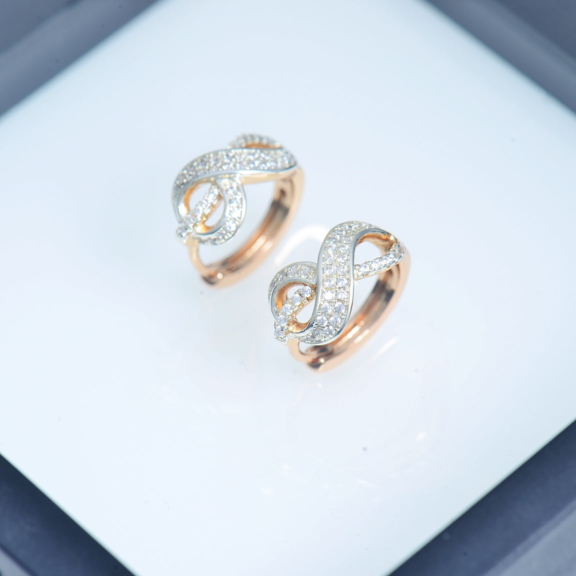Stylish Lab Crystal Hoop Earrings