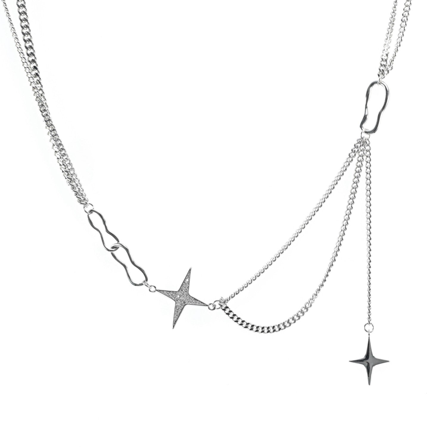 CZ Stars double chain necklace