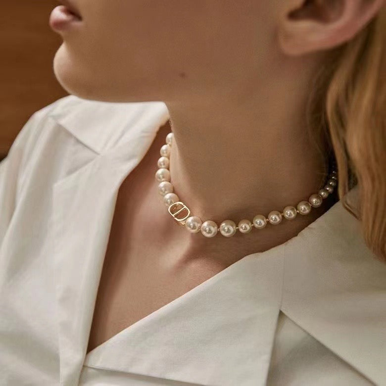 Elegant Pearl and Initial Necklace