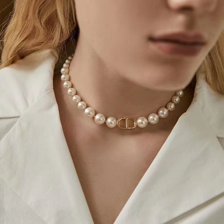 Elegant Pearl and Initial Necklace
