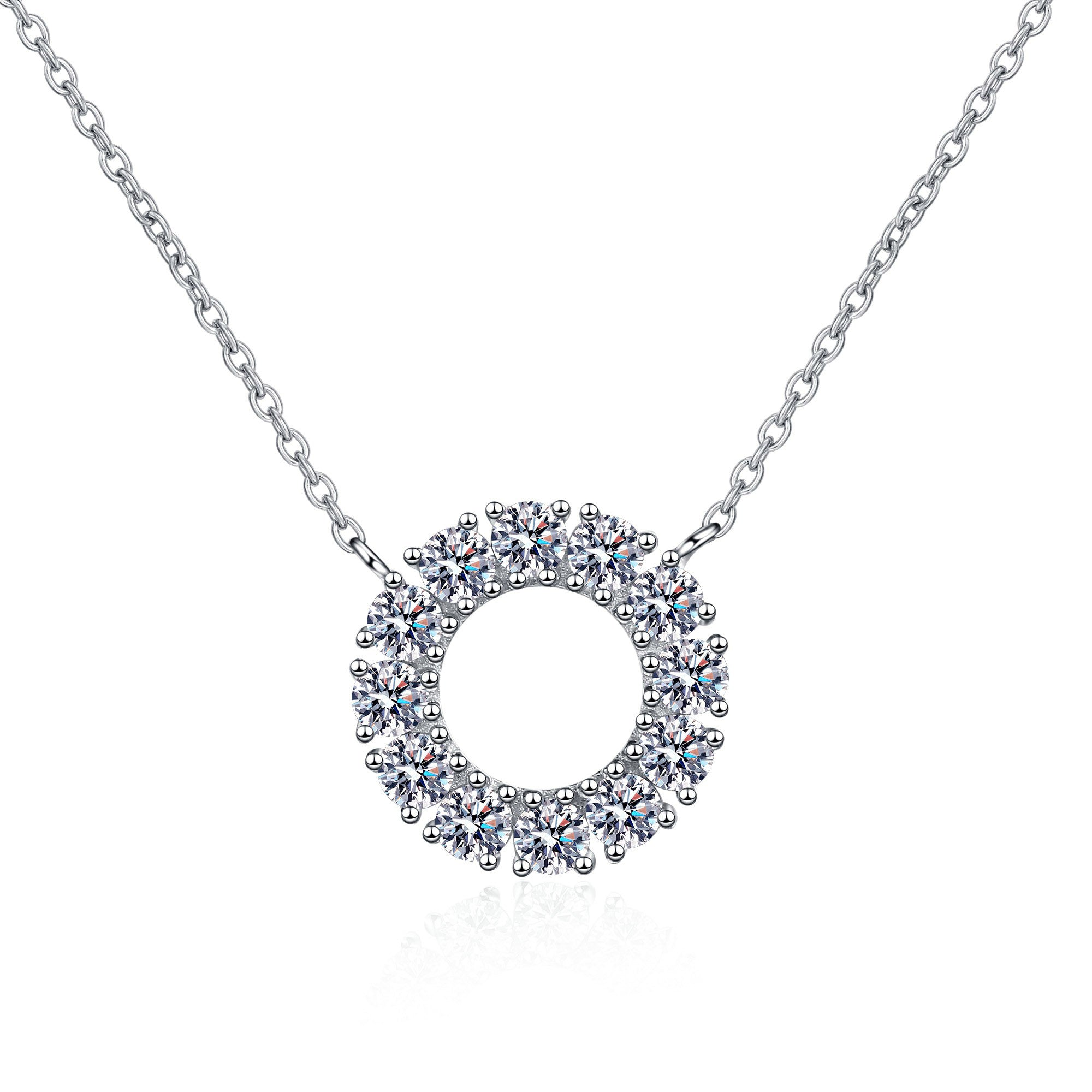 Moissanite diamonds Hollow pendant Necklace 1.2CT