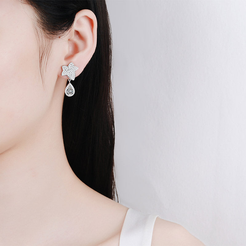 Moissanite diamond Drop Earrings 2CT