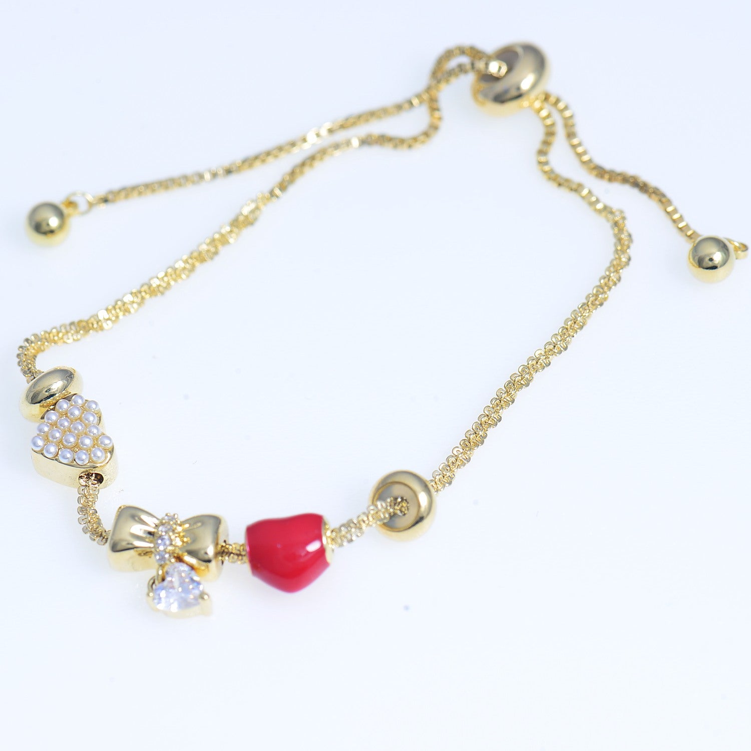 Heart Charms Gold plated bracelet