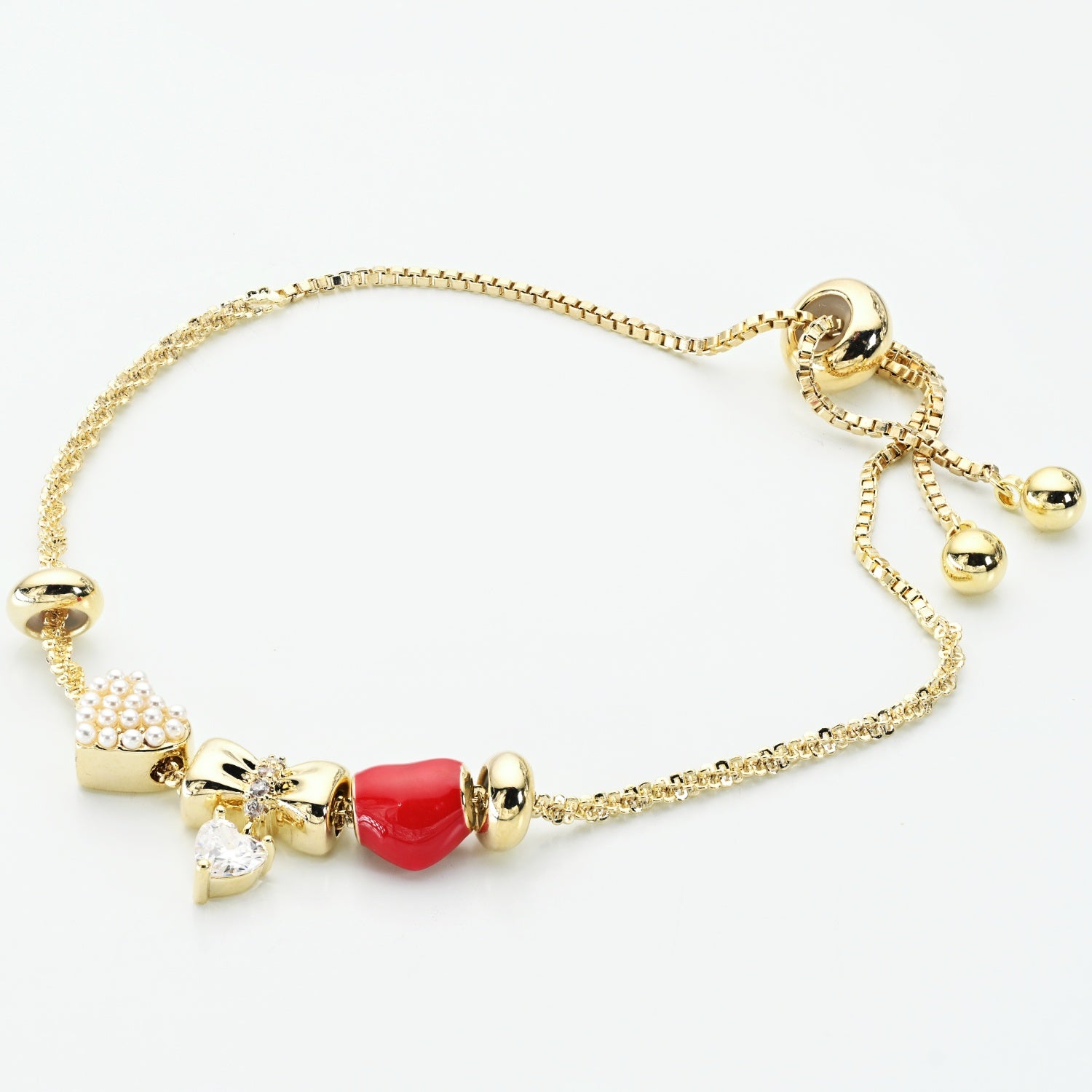 Heart Charms Gold plated bracelet