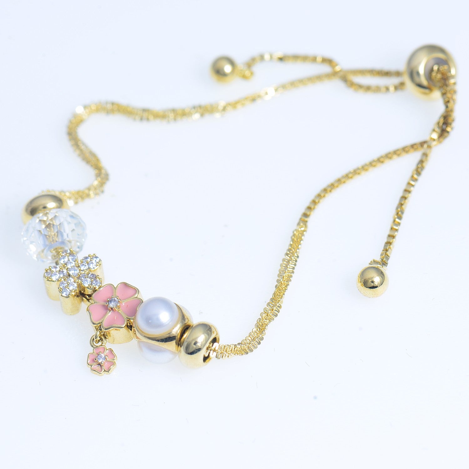 Flower beads bracelet Gold Plated