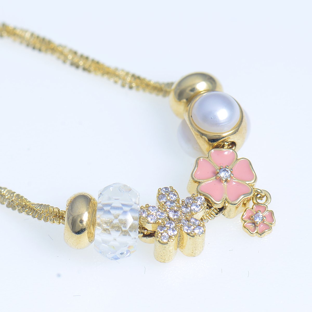 Flower beads bracelet Gold Plated
